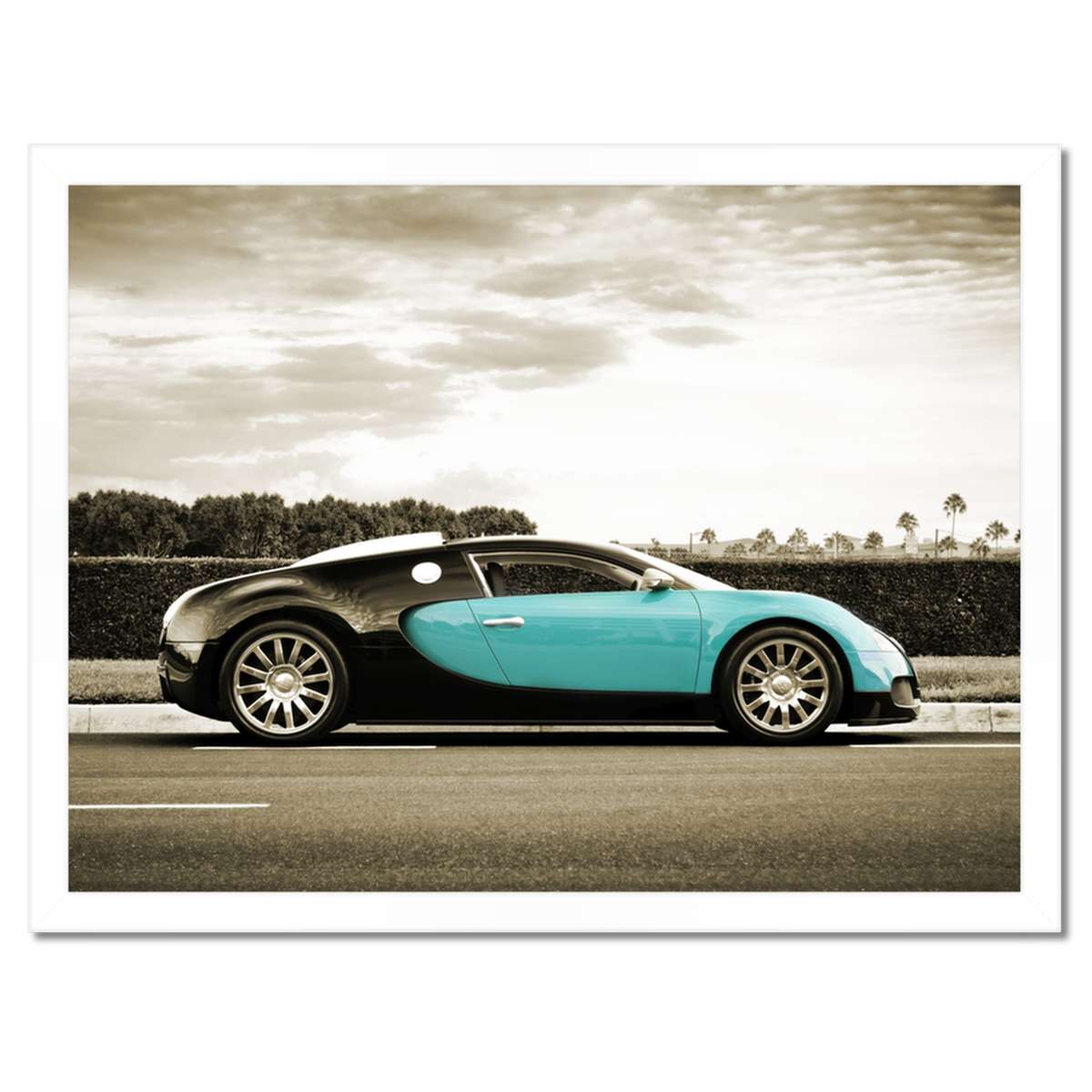 Plakáty v rámu 40x30 Tyrkysové Bugatti Auto