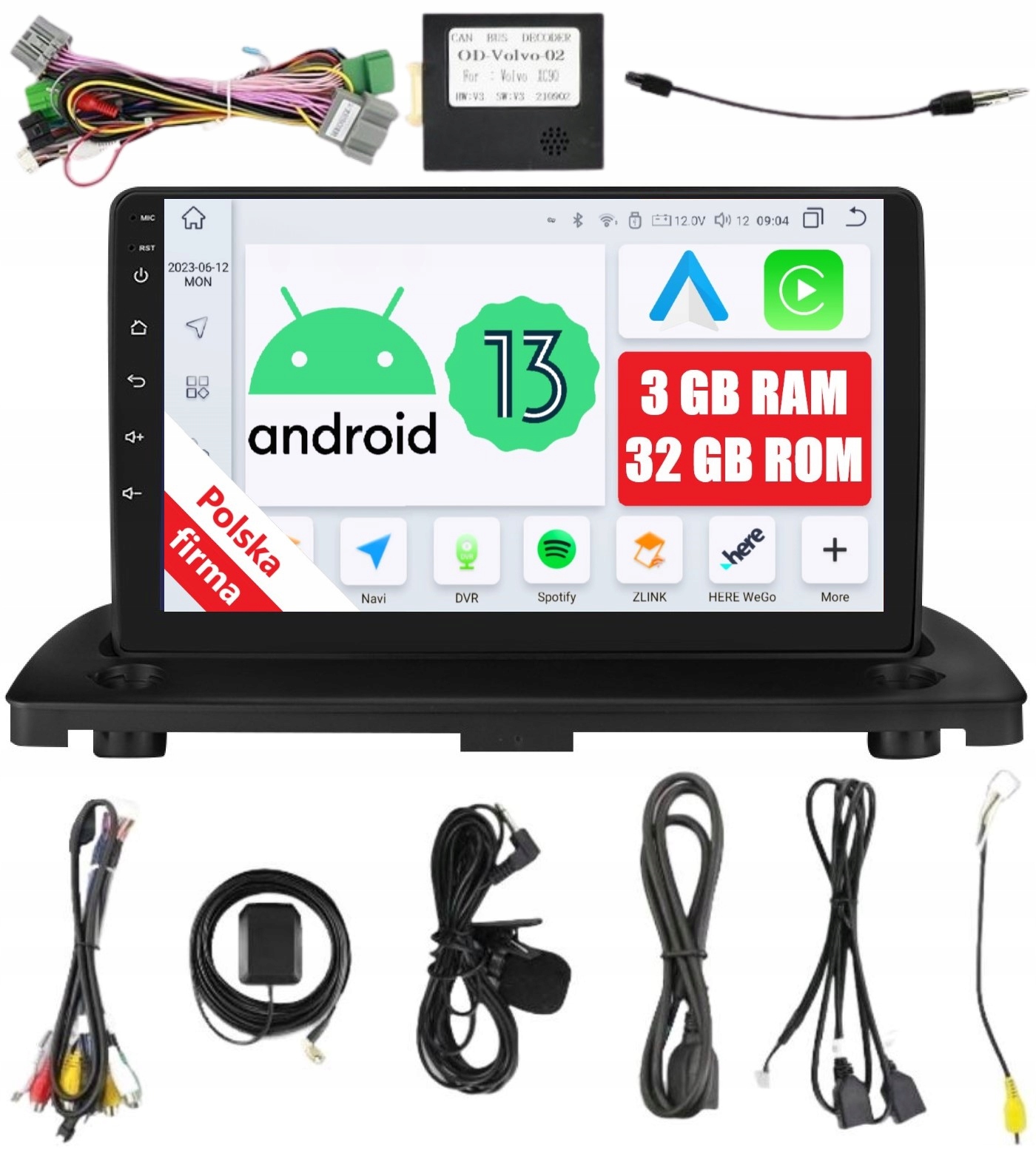 Rádio 2DIN Navigace Pro Android Volvo XC90 Dsp Carplay 3/32 Gb
