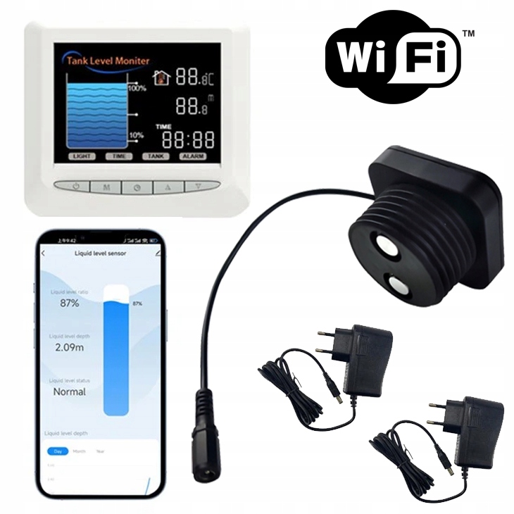 Inteligentný snímač hladiny kvapaliny, nádrž WiFi Tuya, LCD displej