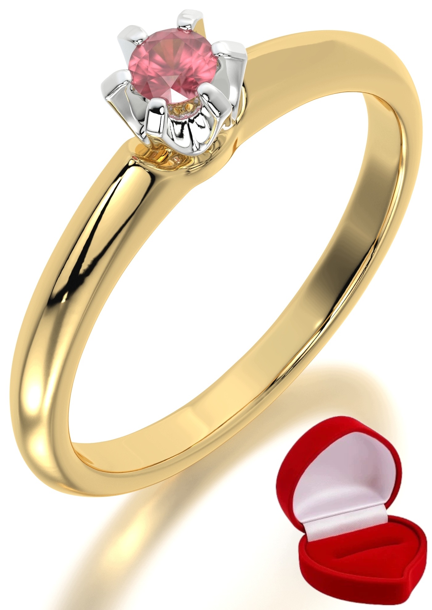 Zlatý Prstýnek 585 14k Rubín 0,09 ct Krabička R13