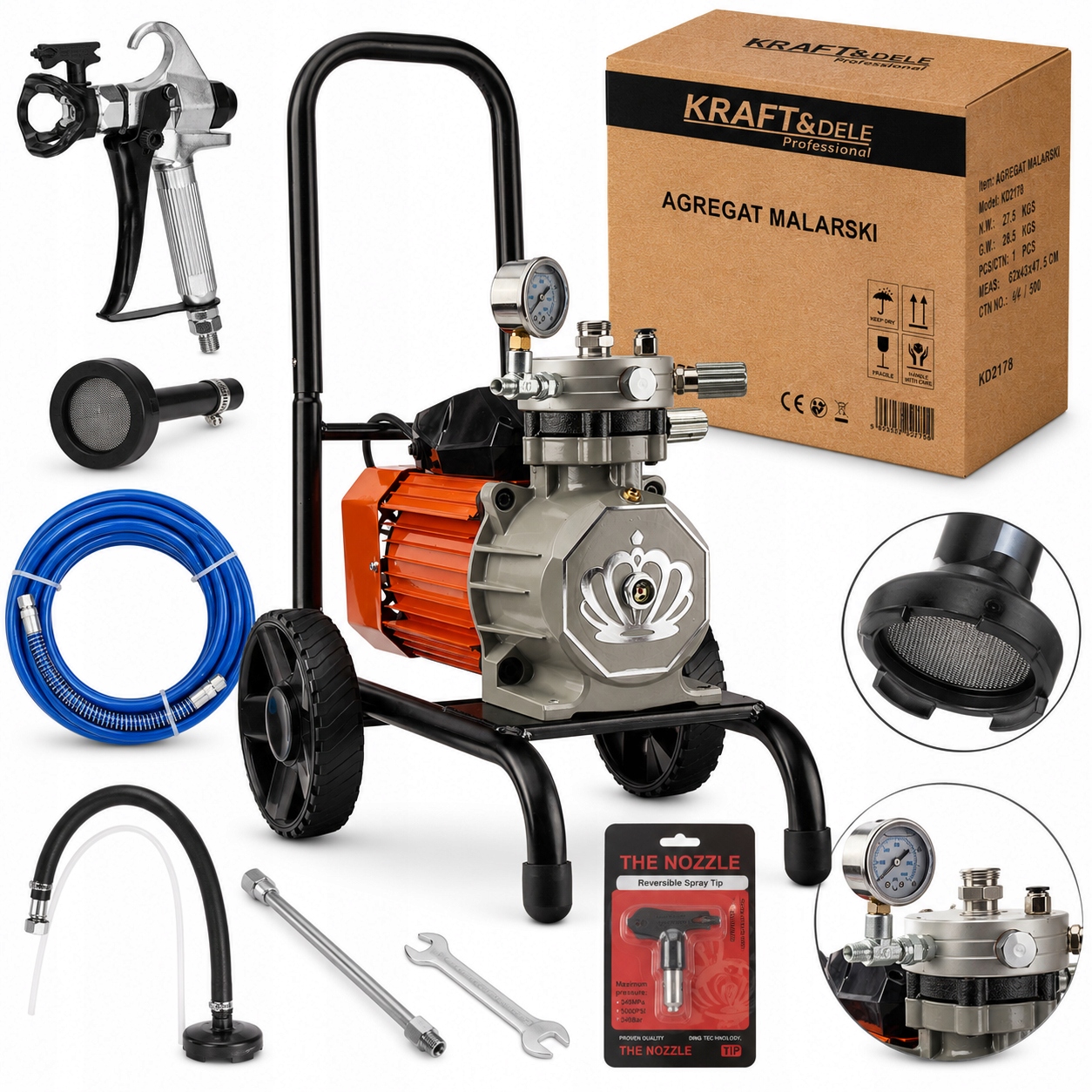 Malířský Agregát Stříkací Malování 3500W 19L/min Příslušenství KD2178
