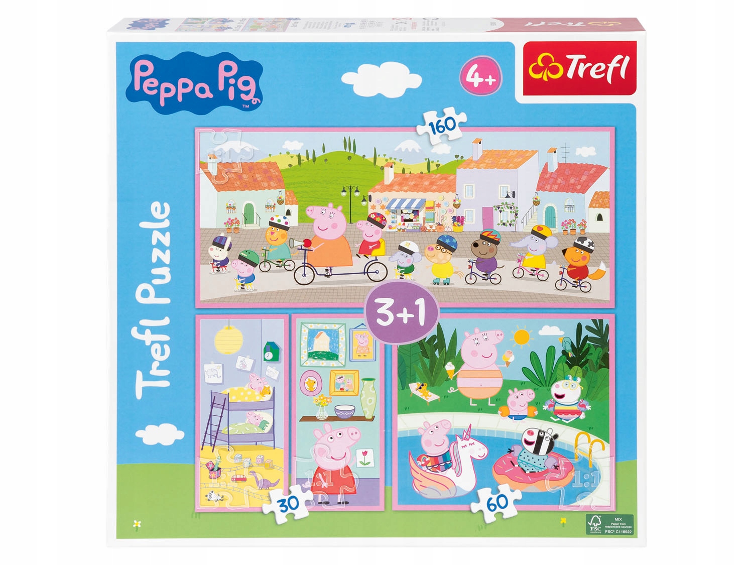 

Puzzle Świnka Peppa Zestaw 3+1 Trefl 93108