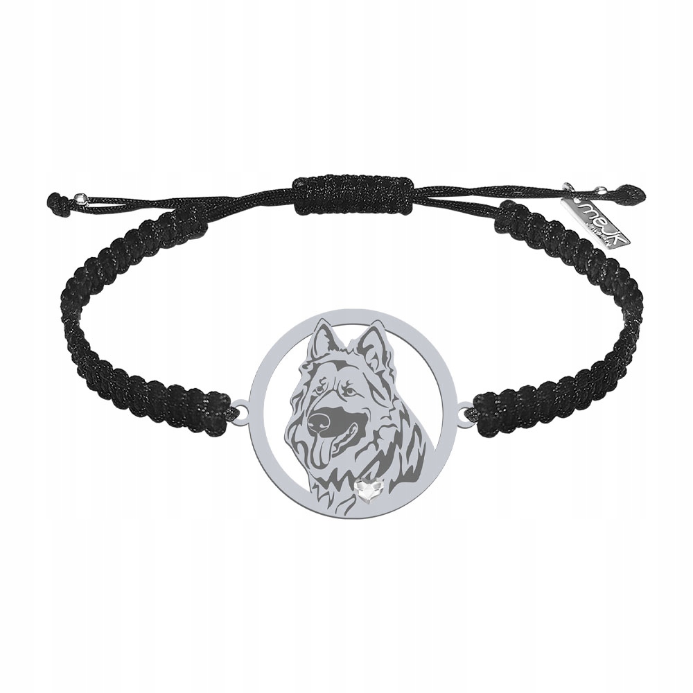 Stříbrný náramek ze staroněmeckého ovčáka 925 Makramé Dárek Gravírování