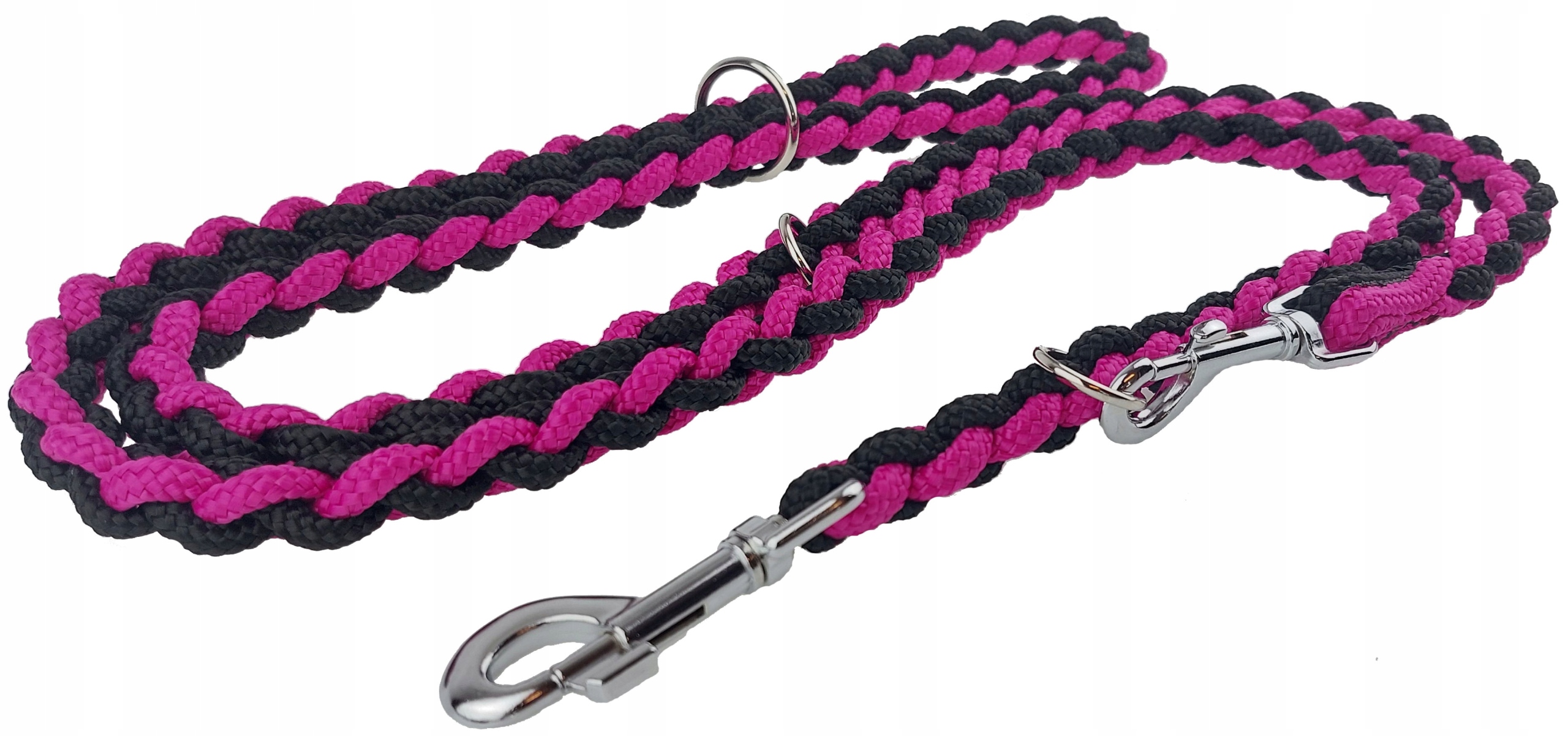 Levně Champion Vodítko pro psa Pletená nastavitelná šňůra 2,5 m 2,5 m Černá Růžová