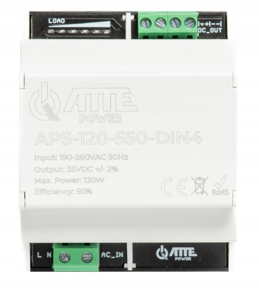 Zasilacz impulsowy 55V 120W w obudowie DIN4 APS-120-550-DIN4 Atte