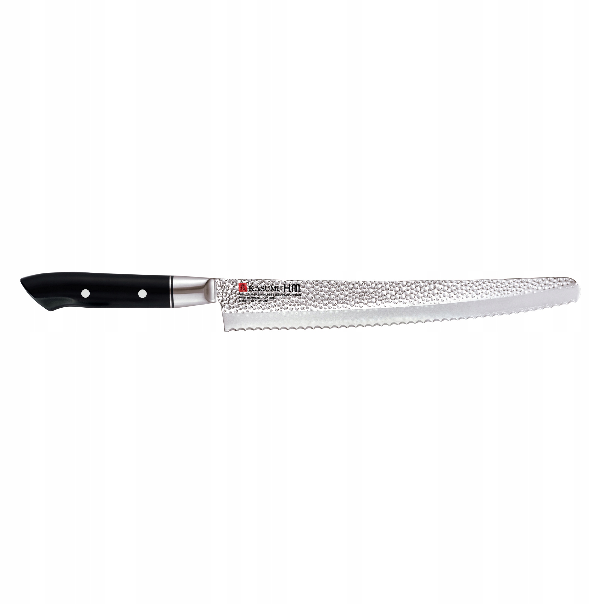 Nóż japoński do chleba kuty dł. 25 cm stal młotkowana VG-10 Hm Kasumi