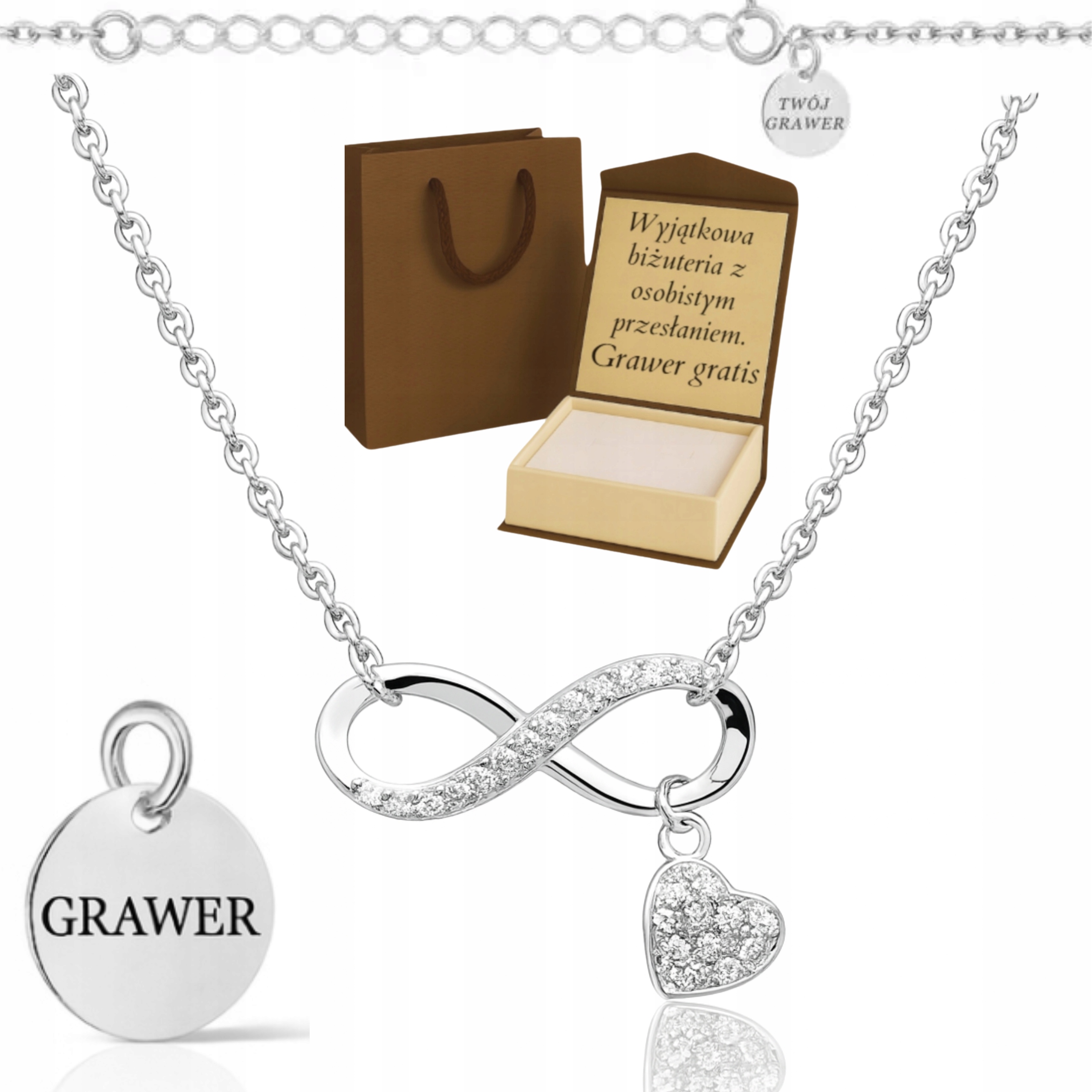 Dámský stříbrný Řetízek Anker Zirkony se zirkony Ryzost 925 Gravírování