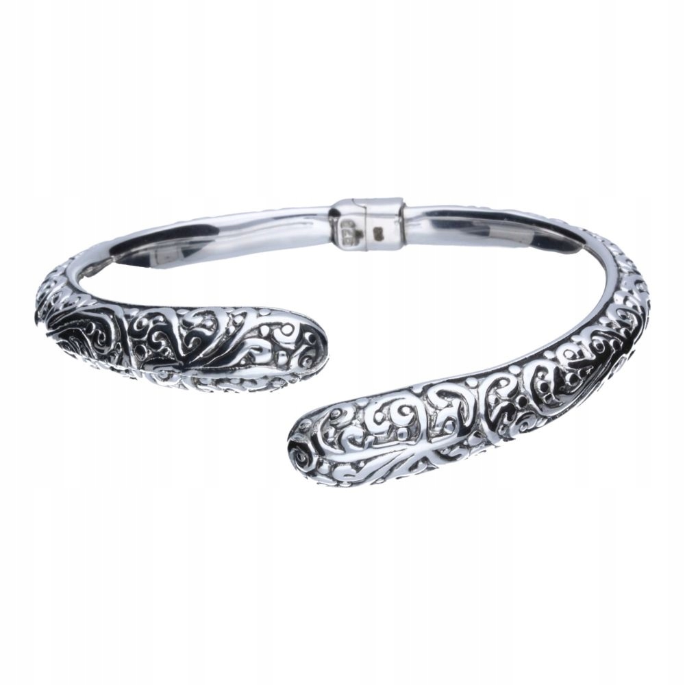 Dámský náramek ze stříbra 925 Bangle s vyraženým oxidovaným vzorem