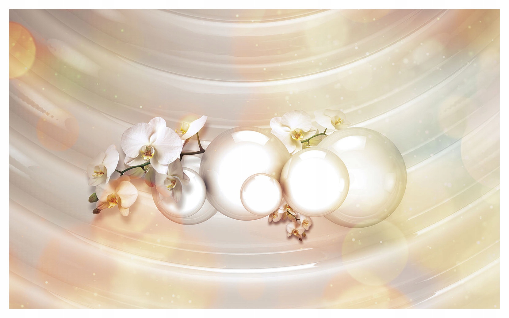 Fototapeta Orchideje s perlami bílá pastelová vinylová 368x280 lepidlo