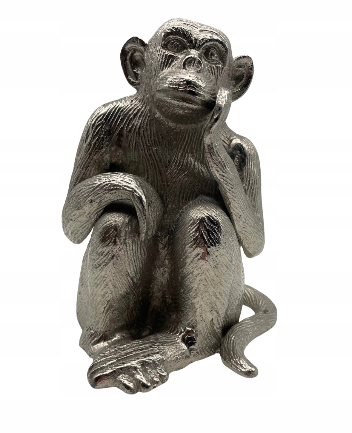 MAŁPA ZAMYŚLONA RZEŹBA Z PLATERU STARY WYRÓB FIGURA