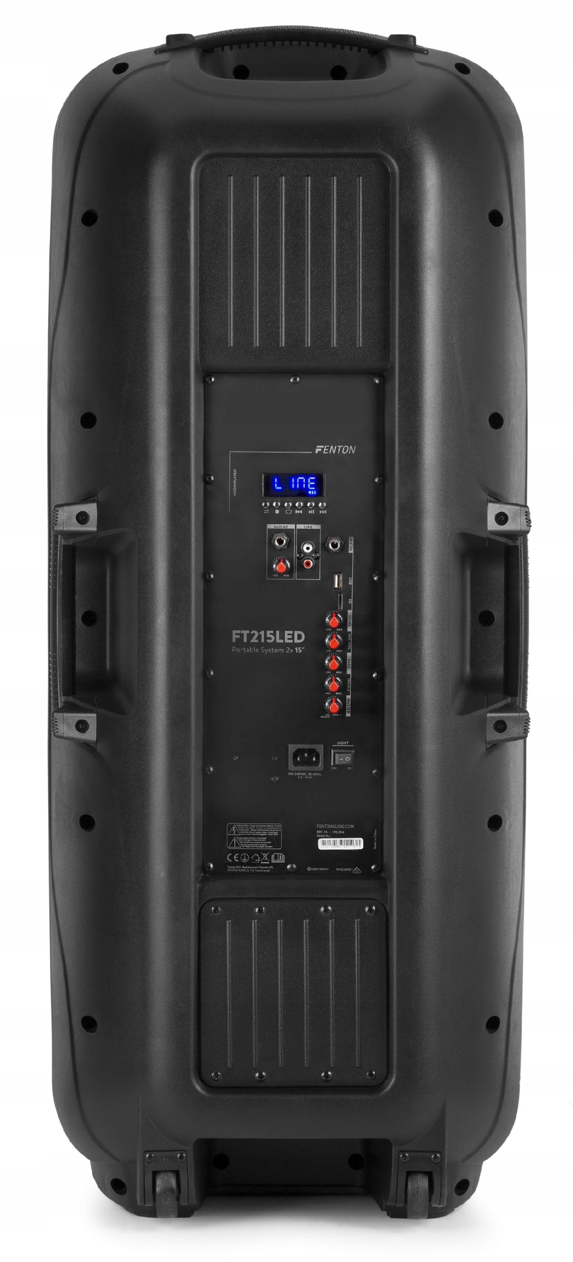 Kolumna aktywna przenośna Fenton FT215LED USB/BT Moc znamionowa RMS 400 W