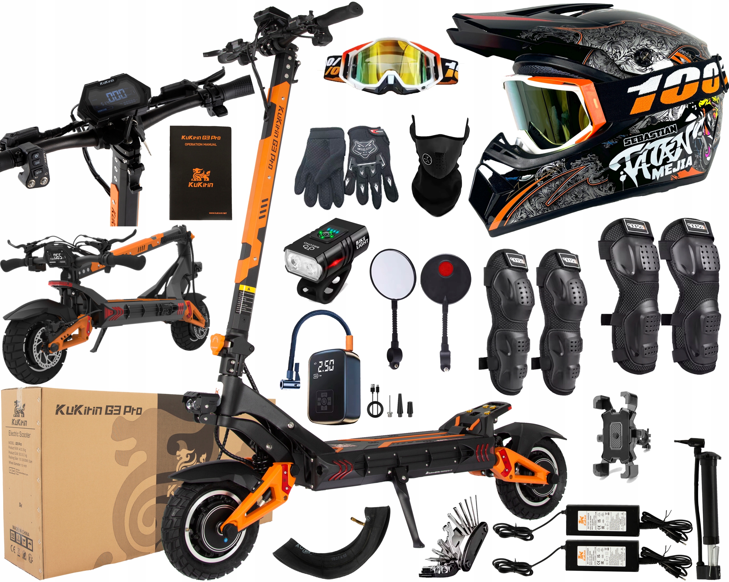 Kukirin G3 Pro Skládací 52V 23.4AH 2400W 65km/h 80KM Terénní +10 Dárek