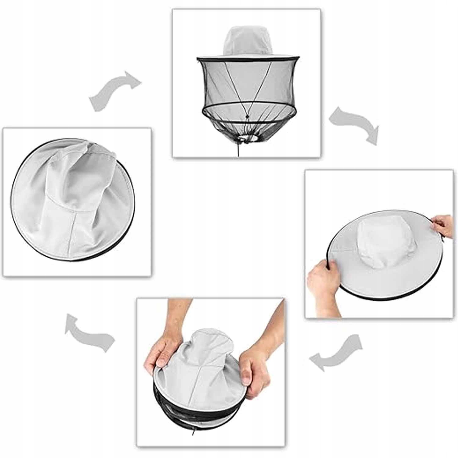 moskitiera na kapelusz mesh pszczelarza na owady komar meszki ochronny Średnica 37 cm