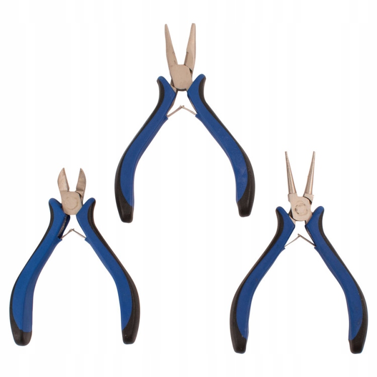 Sada nářadí 3 kusy Klenotnické kleště kulaté šikmé půlkulaté