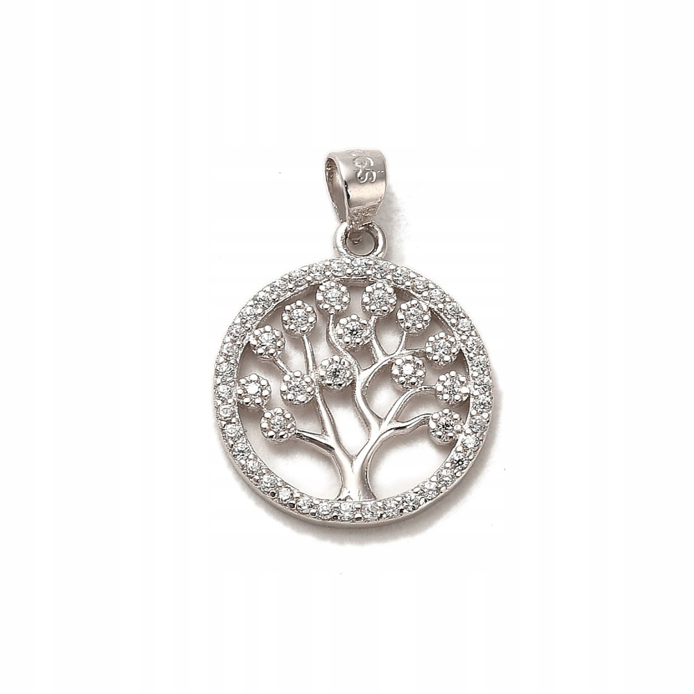 Stříbro 925 Přívěsek Strom života s zirkony, rhodiovaný, 17.5 x 15 mm, 1 ks