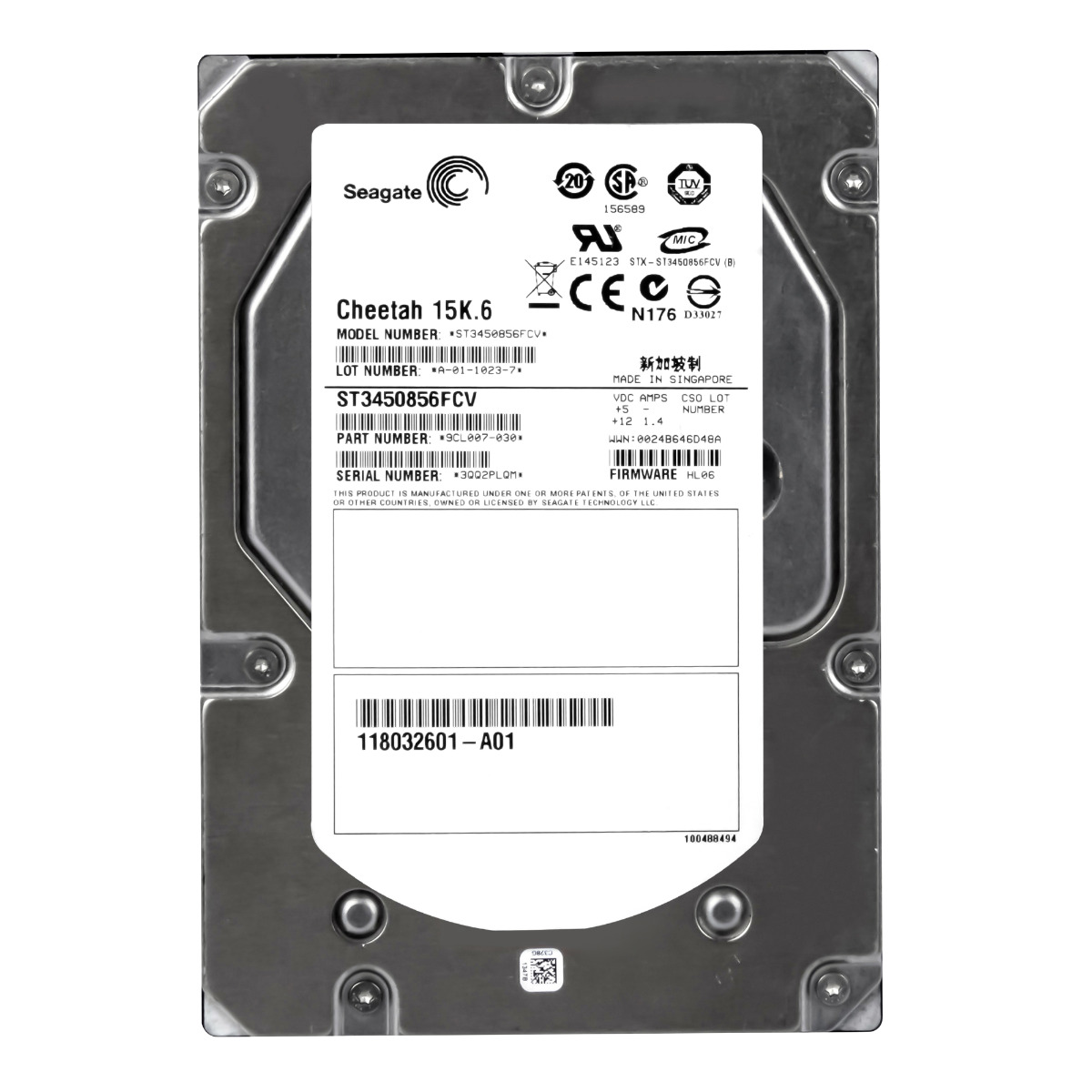 Emc 118032601-A01 450GB 15K 8MB Fc 4Gbps 3.5'' ST3450856FCV