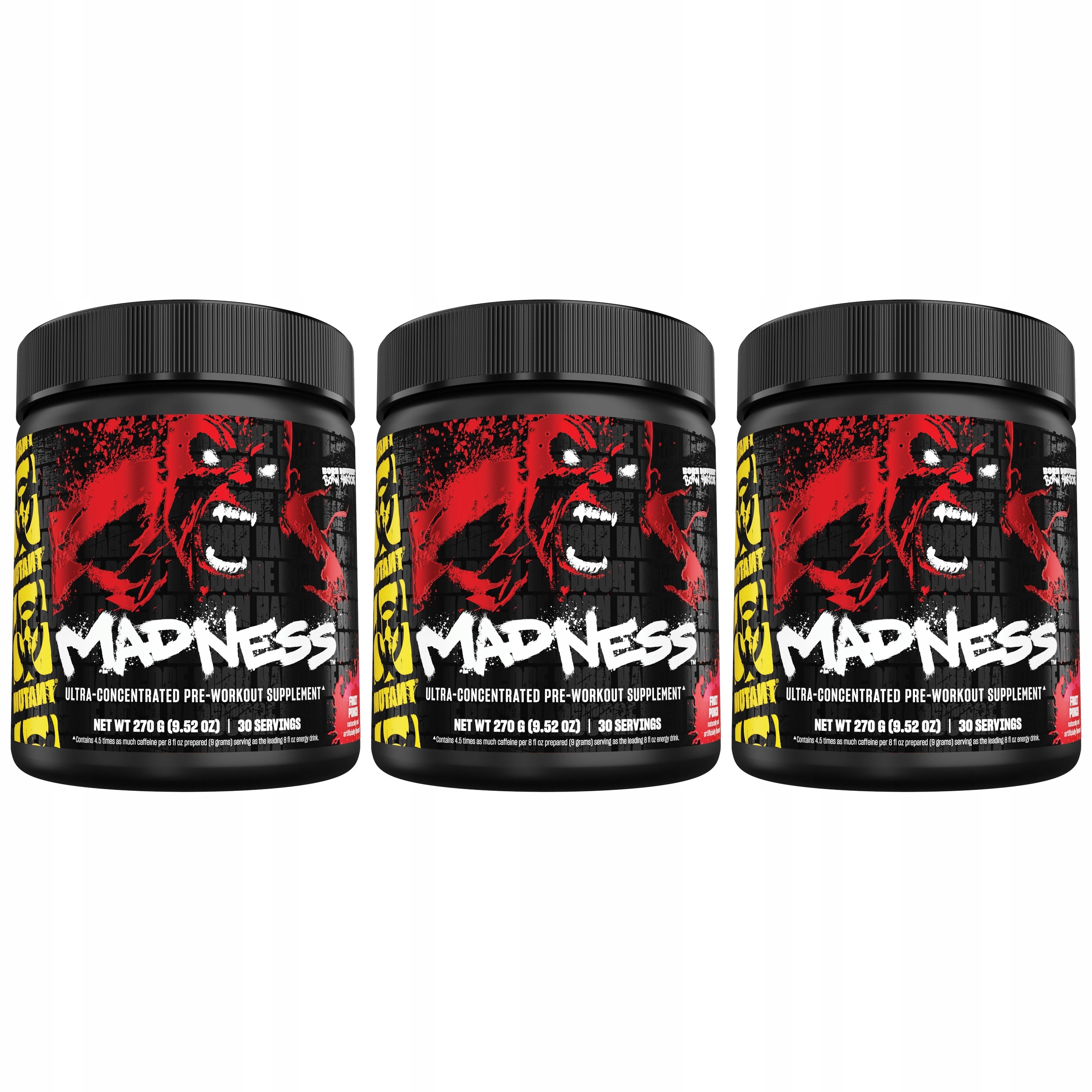 3x Předtréninkovka energie pumpa vytrvalost L-citrulin Mutant Madness