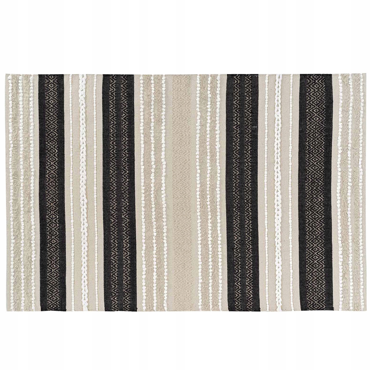 Koberec béžový čierny Bavlnený Boho 120 x 170 cm