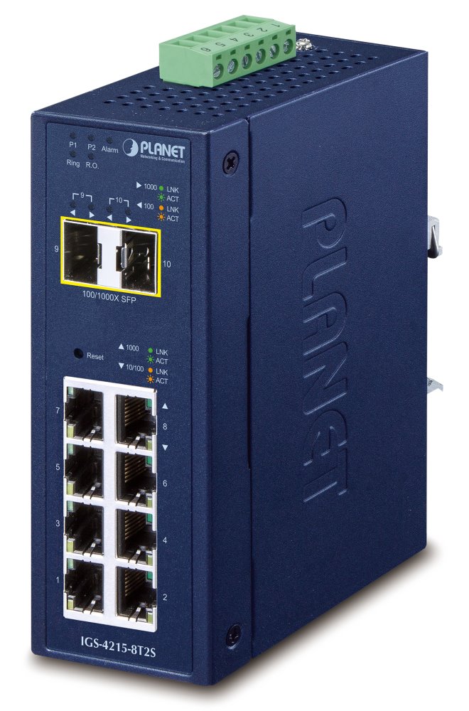 Planet IGS-4215-8T2S průmyslový L2 switch 8x 1Gb Tp 2x Sfp, IP30, -40 až