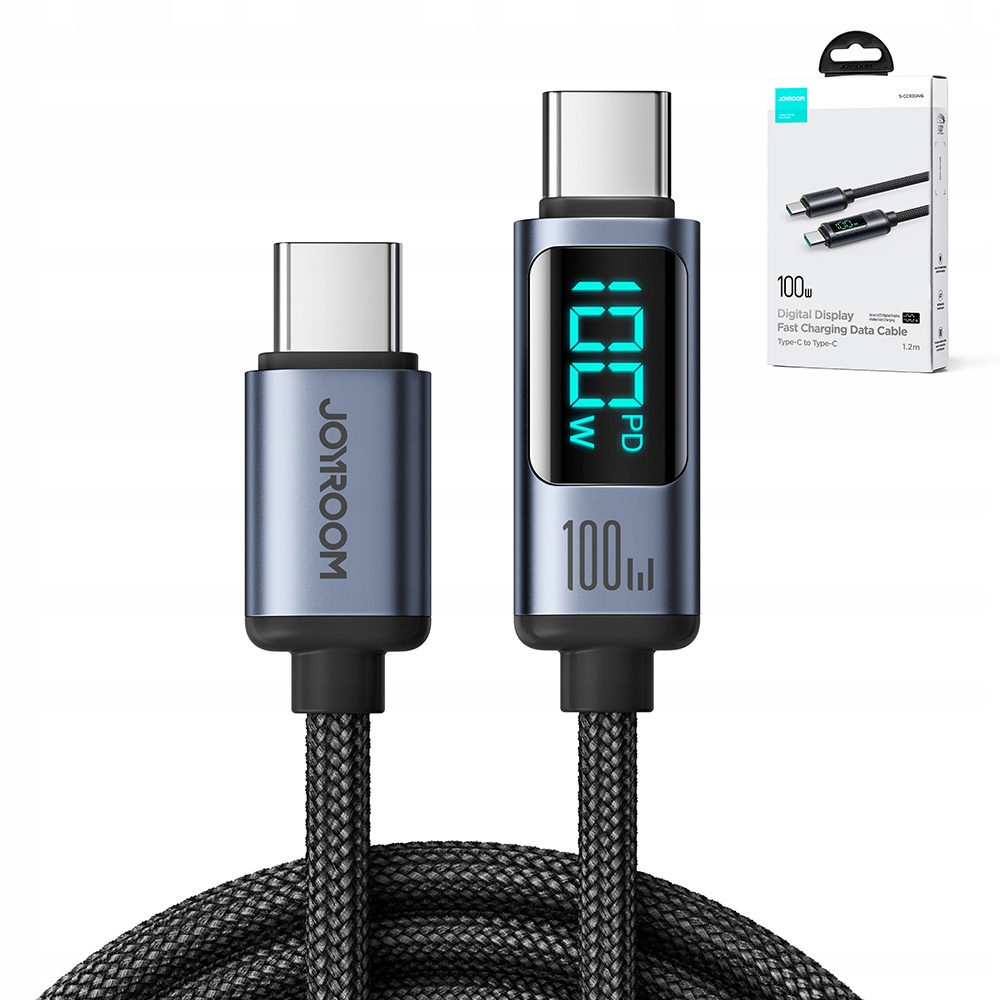 KABEL USB-C / USB-C PRZEWÓD 100W 1.2m Z WYŚWIETLACZEM LED JOYROOM
