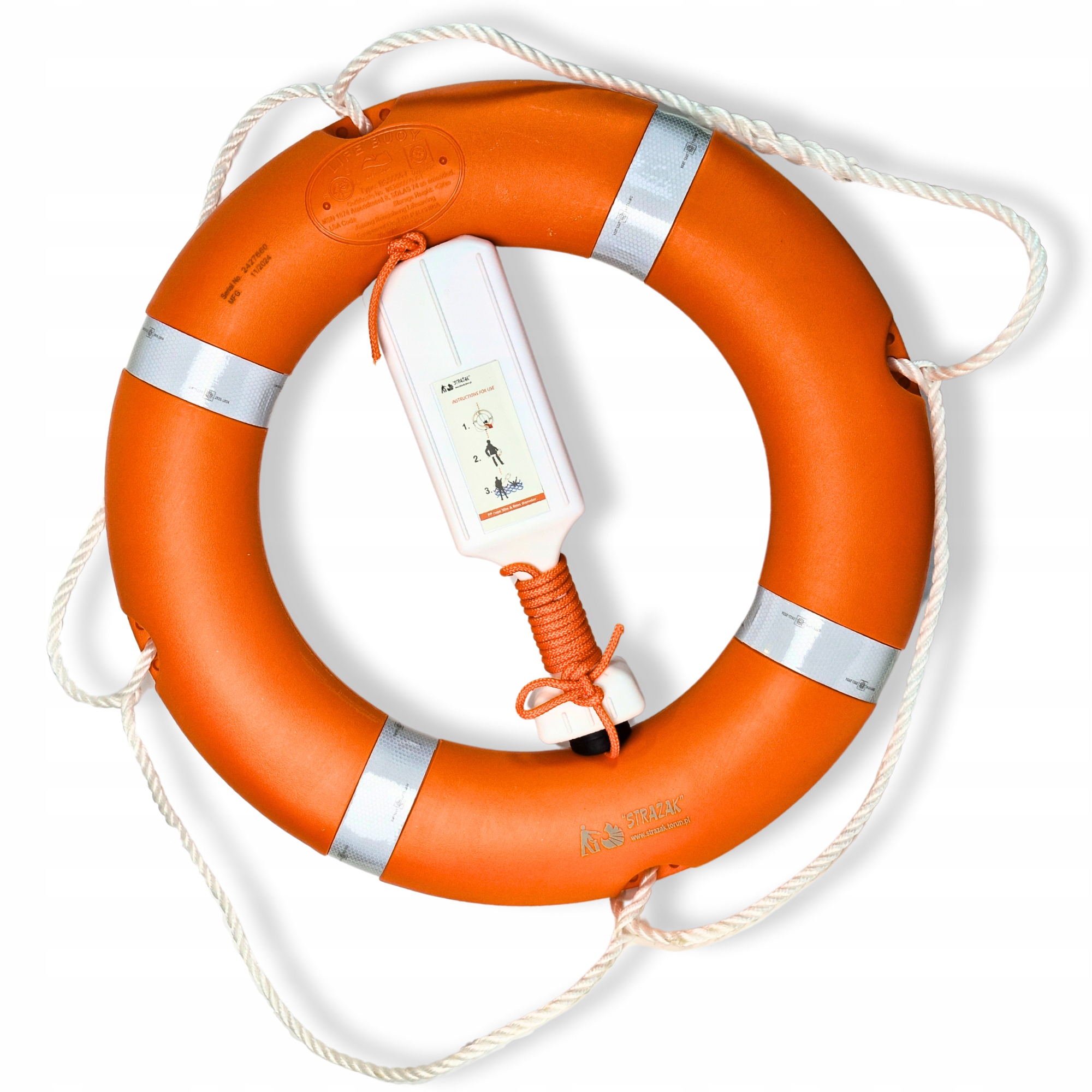 KOŁO RATUNKOWE 71cm z zasobnikiem z liną RZUTKĄ 30m/8mm SOLAS CERTYFIKAT
