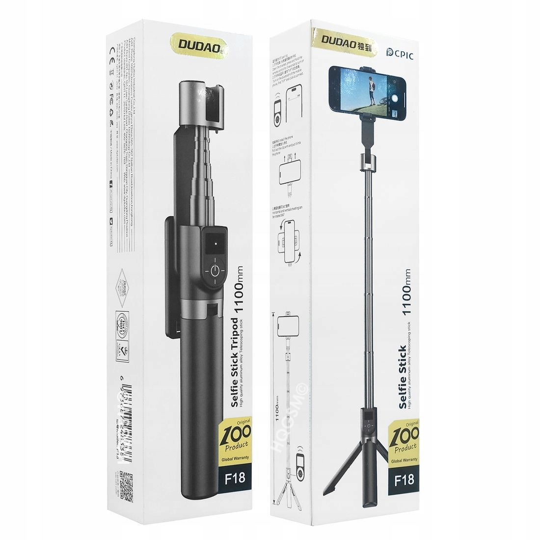 Dudao Kijek Selfie Stick Bluetooth PREMIUM 2w1 Tripod + Pilot Bezprzewodowy Materiał aluminium tworzywo sztuczne