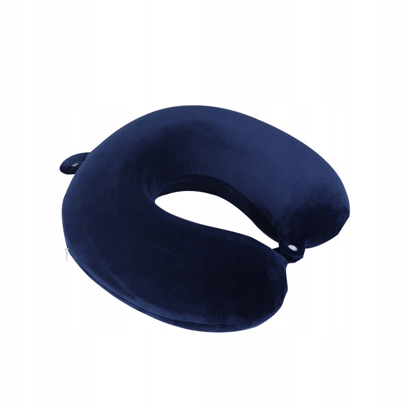 Poduszka podróżna rogal granatowa miękka pianka memory foam