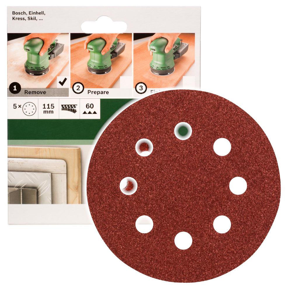 Bosch Papier ścierny 115mm P60 na rzep 5 sztuk 2 609 256 A16