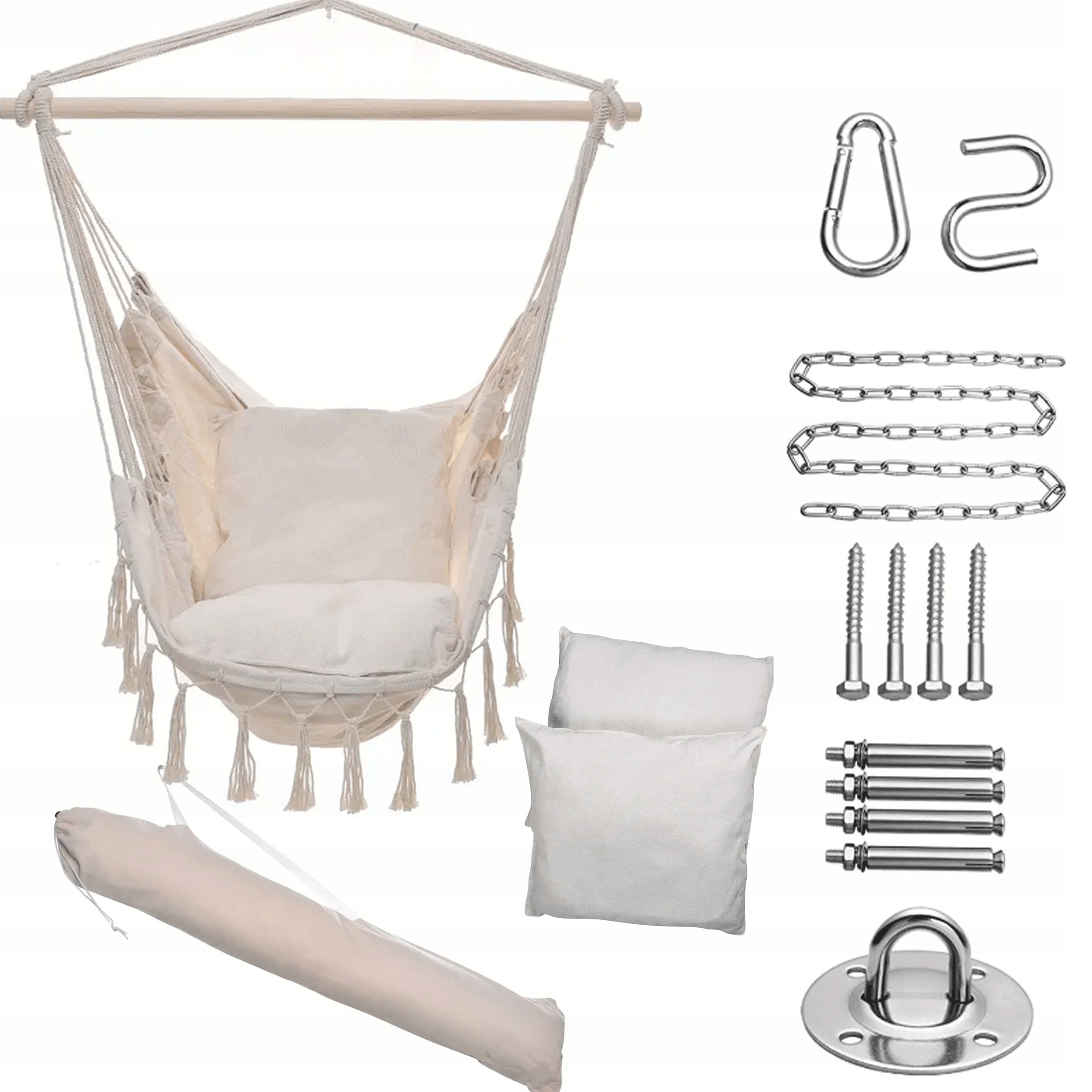 Fotel wiszący Huśtawka Krzesło brazylijskie Hamak ogród taras balkon Boho