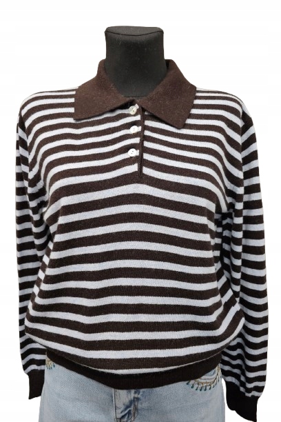 Kašmírový Svetr S Proužky A Límečkem Misło Cashmere Itálie 229zł 139zł