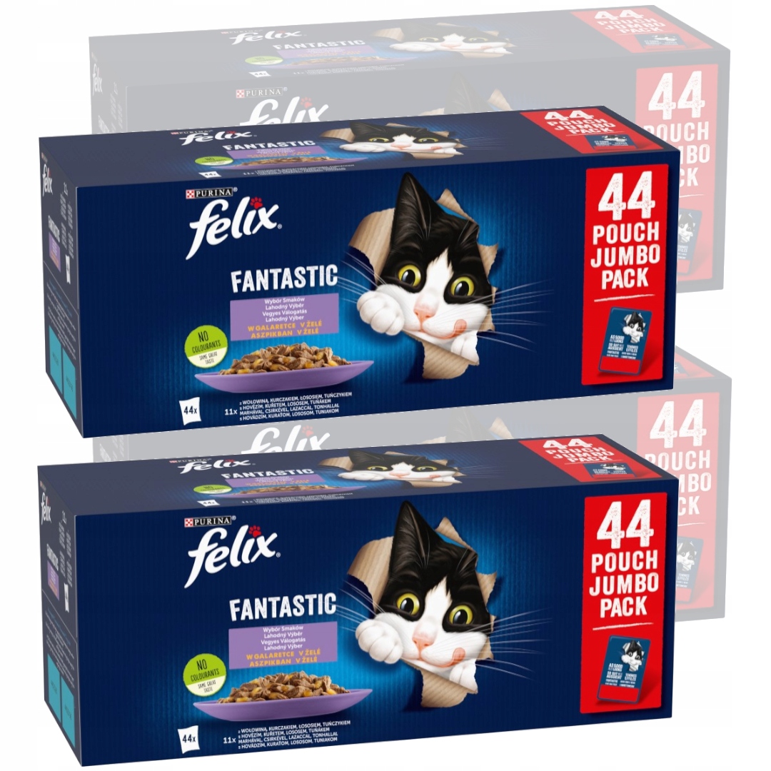 Levně Felix Fantastic 176x85g Mokré Krmivo Pro Kočky Výběr příchutí v želé