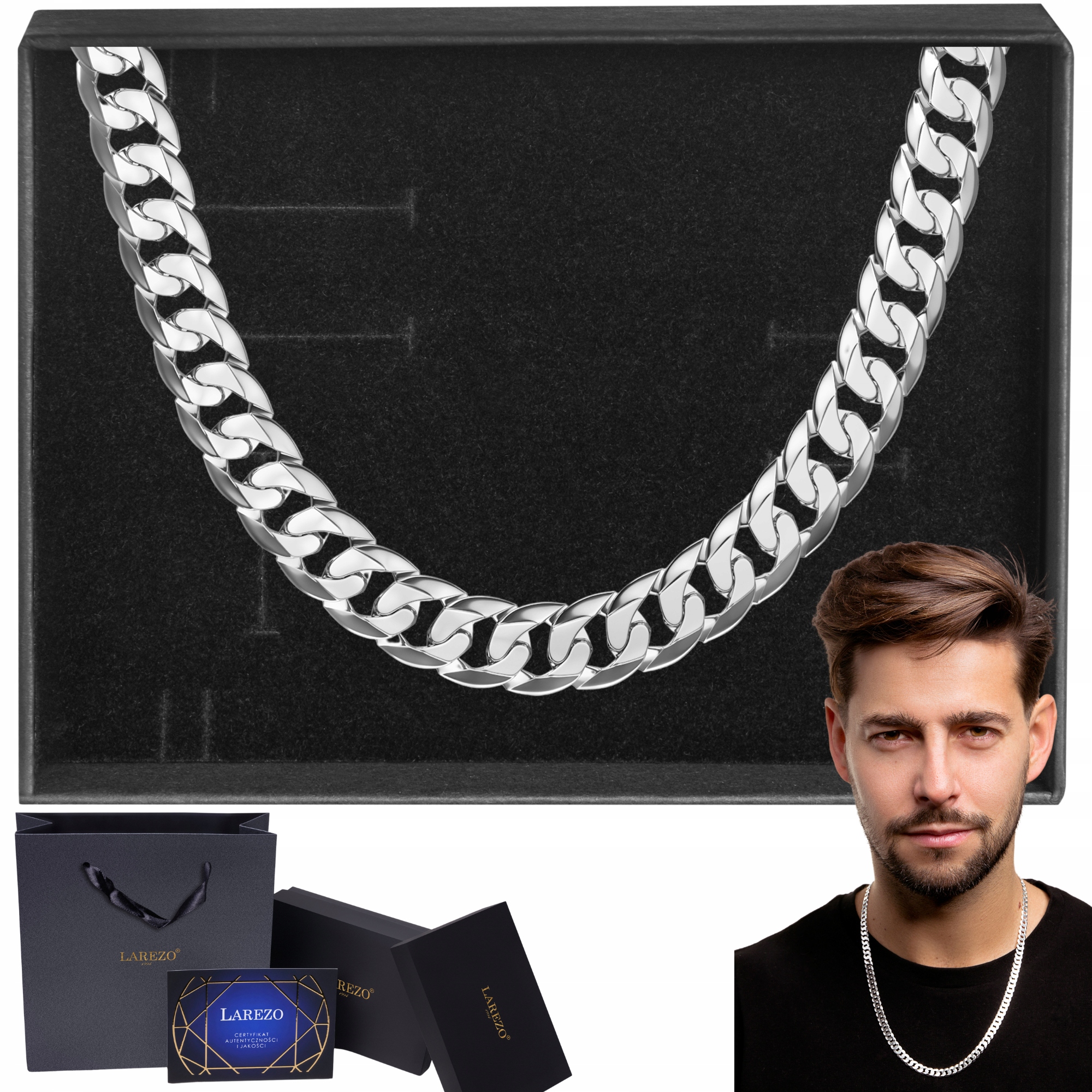 Stříbrný Řetízek Řezák Pancr Řetězky 6MM Rhodiovaný 50CM Silný Řetězek 925 Stříbro