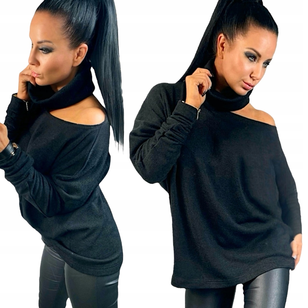 Golf dámský svetr dlouhý elegantní svetr volný oversize halenka S 36