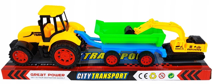 TRAKTOR Z PRZYCZEPĄ I KOPARKĄ 38cm