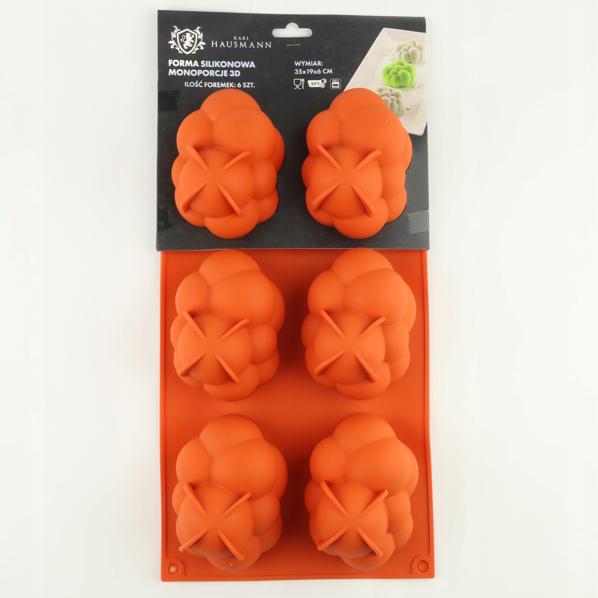 FORMA SILIKONOWA CHMURKA DO CIASTEK MUFFINEK DESERY 3D 19x35CM 6 GNIAZD