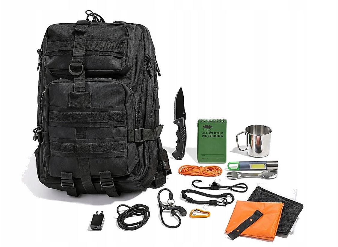 Plecak wojskowy Setty Plecak survivalowy 41-60 l czarny z wyposażeniem
