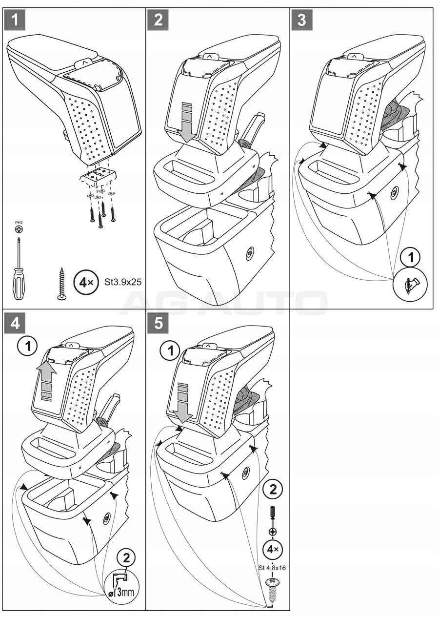 V01158 - Подлокотнике ARM2 Opel Astra J 2009-2015, Bx