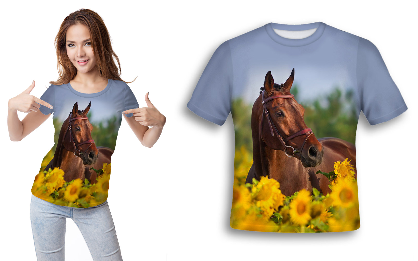 KOSZULKA FULLPRINT T-shirt KOŃ SŁONACZNIKI S PL Rozmiar S