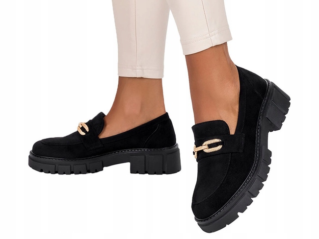 MOKASYNY DAMSKIE PÓŁBUTY LEKKIE STABILNA PLATFORMA MODNA SPRZĄCZKA r 41