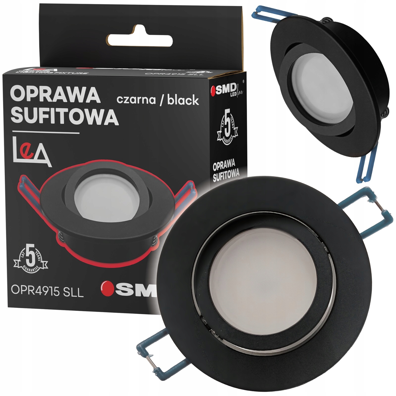 Zestaw 6 opraw oczko wpuszczane spot sufitowy ruchomy czarne GU10 reflektor