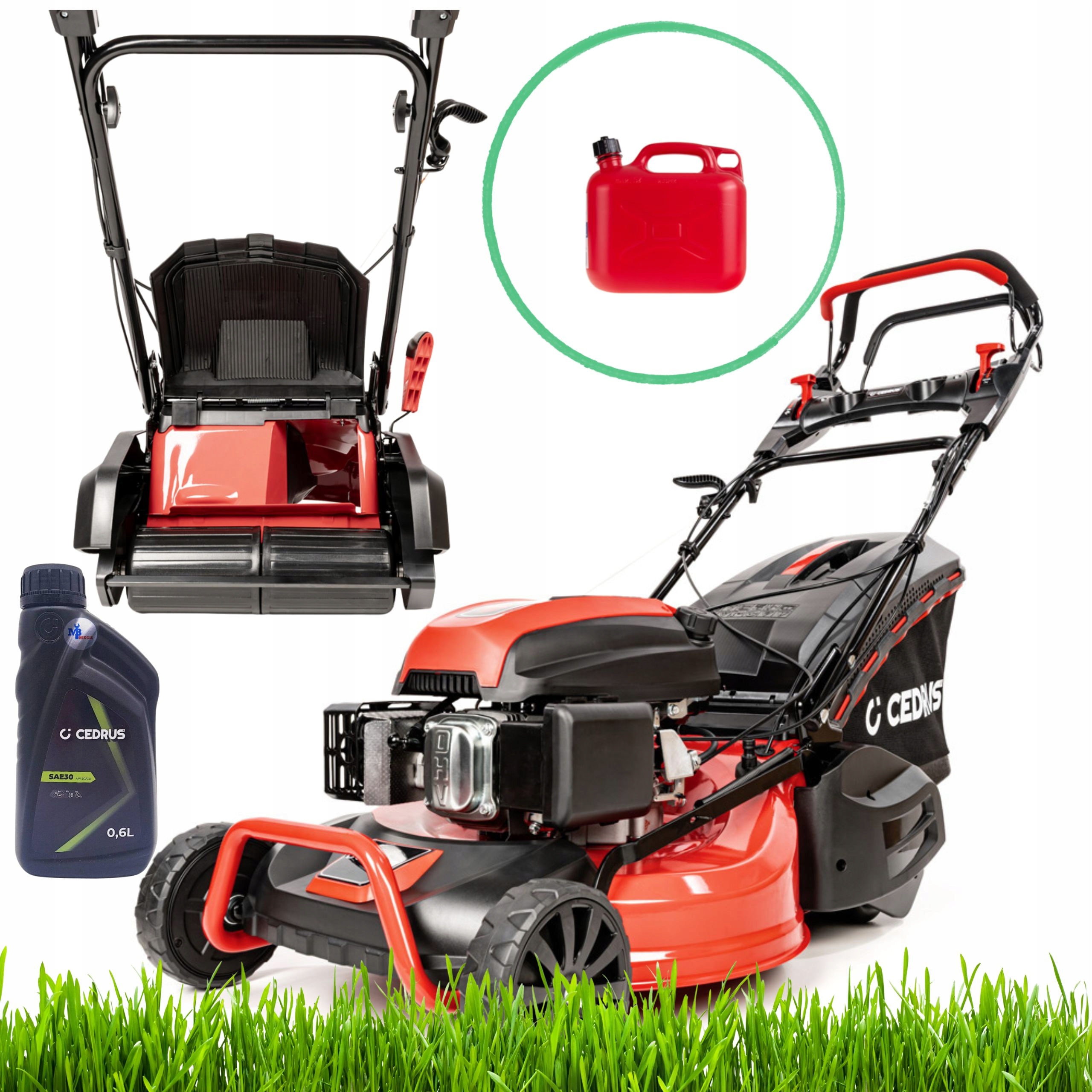 Kosiarka spalinowa 53 cm z napędem i rolką ugniatającą trawnik Cedrus