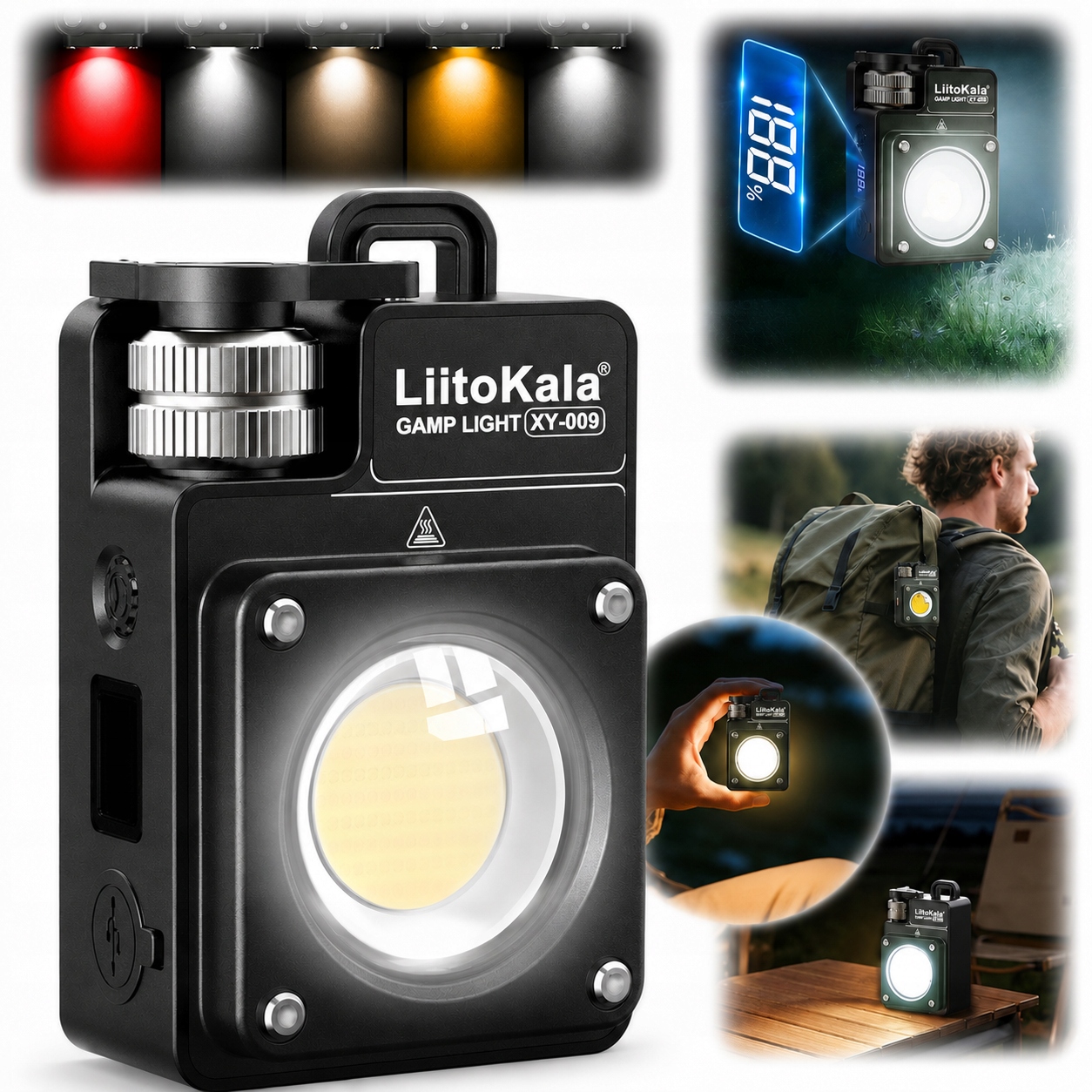 Latarka Kempingowa LiitoKala Led 3500lm Usb-c IPX4 Magnes Statyw z aku