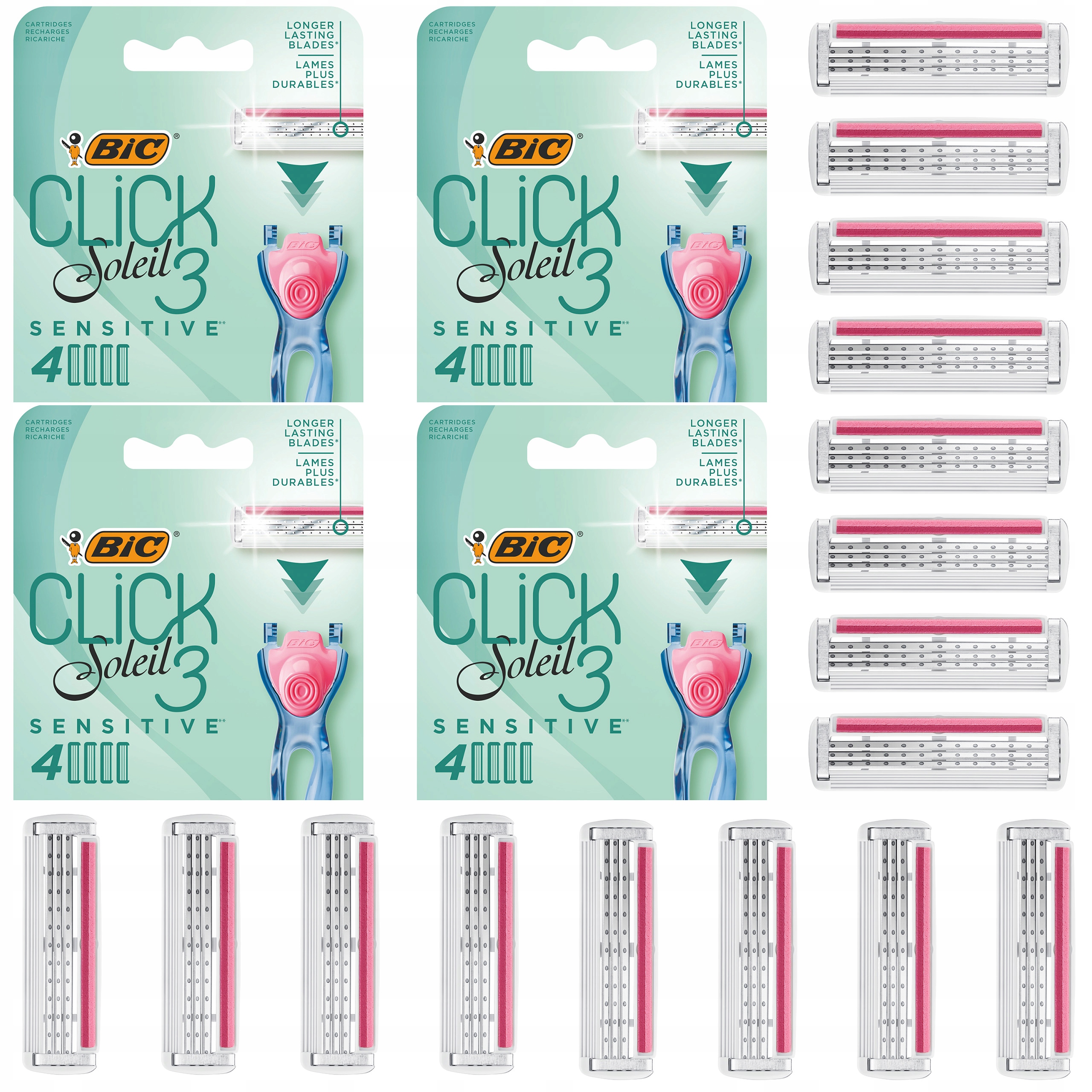 BIC ZESTAW CLICK 3 SOLEIL SENSITIVE WKŁADY DO MASZYNKI OSTRZA WYMIENNE x16