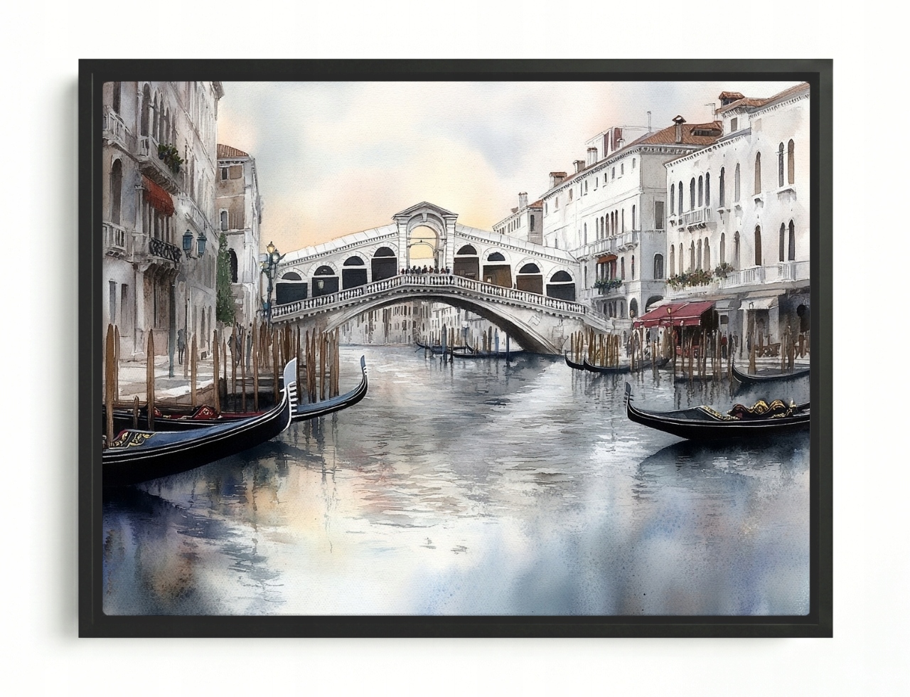 Obraz Rama American Box Město Itálie Benátky Most Rialto Gondola 100x75