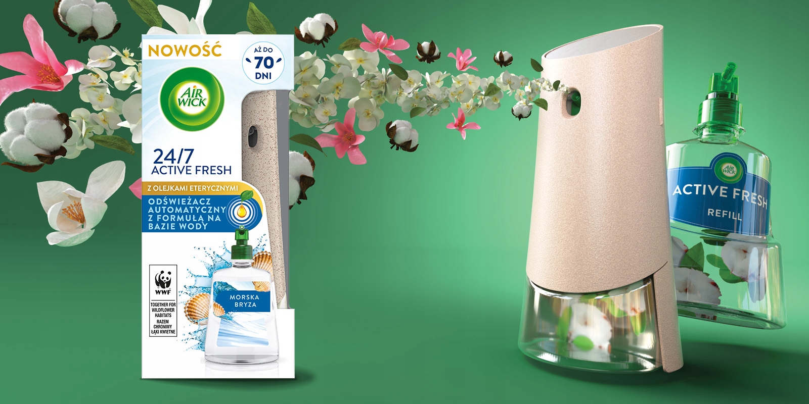 Air Wick Active Fresh Odświeżacz Powietrza Komplet Morska Bryza 228ml Pojemność 228 ml