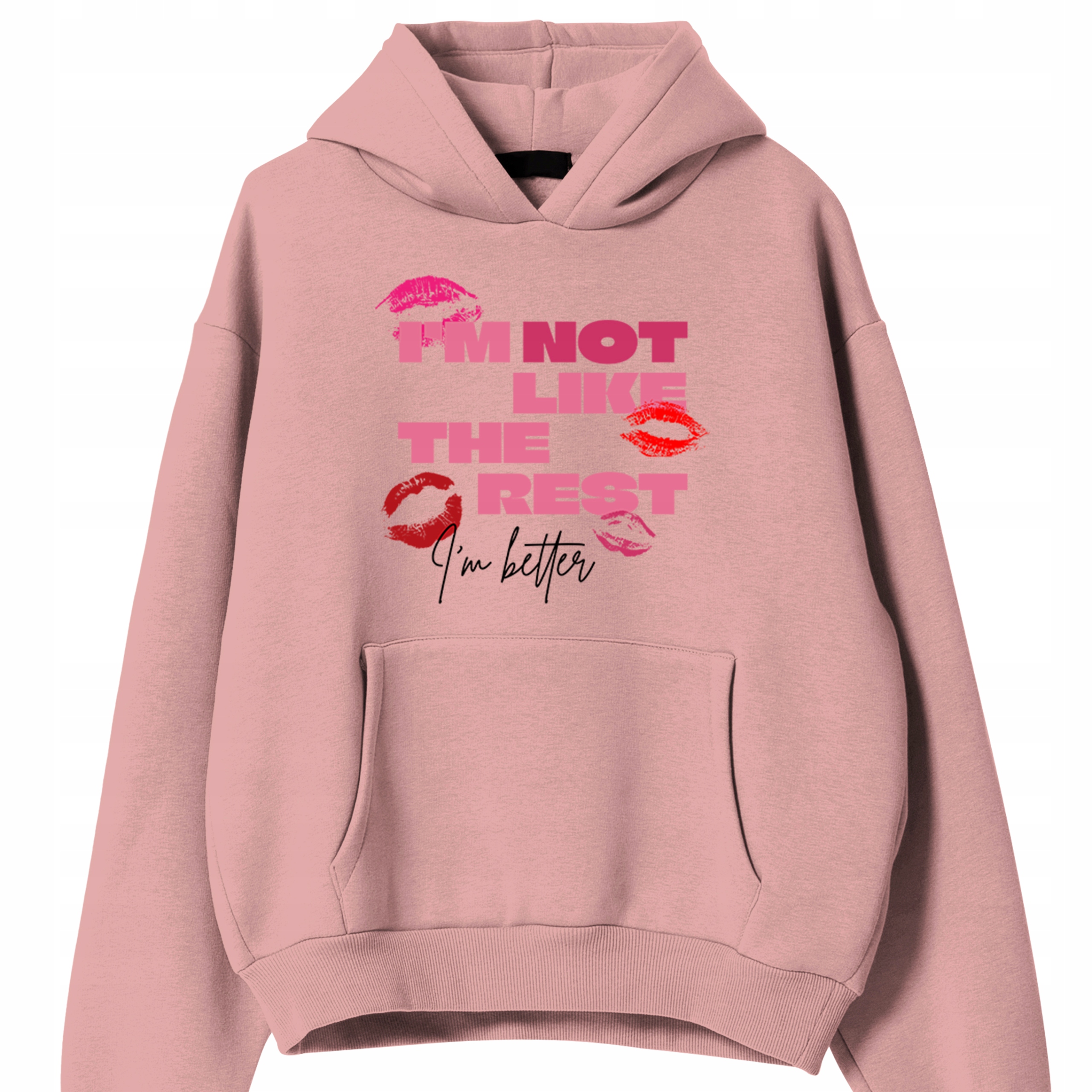 Mikina Růžová S Kapucí Na jaro I'M Not Like The Rest I'M Better M