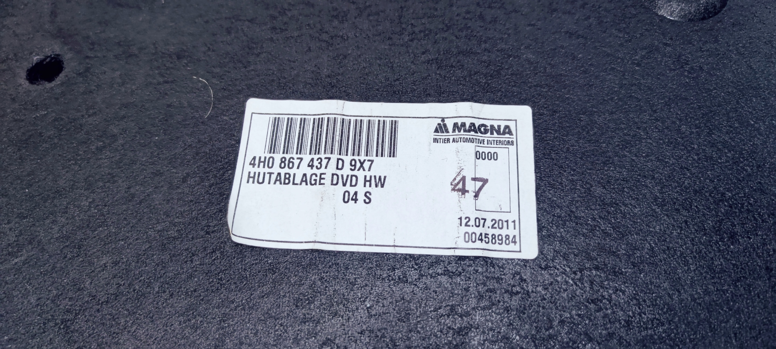 upholstery boot AUDI A8 D4 4H0867437D