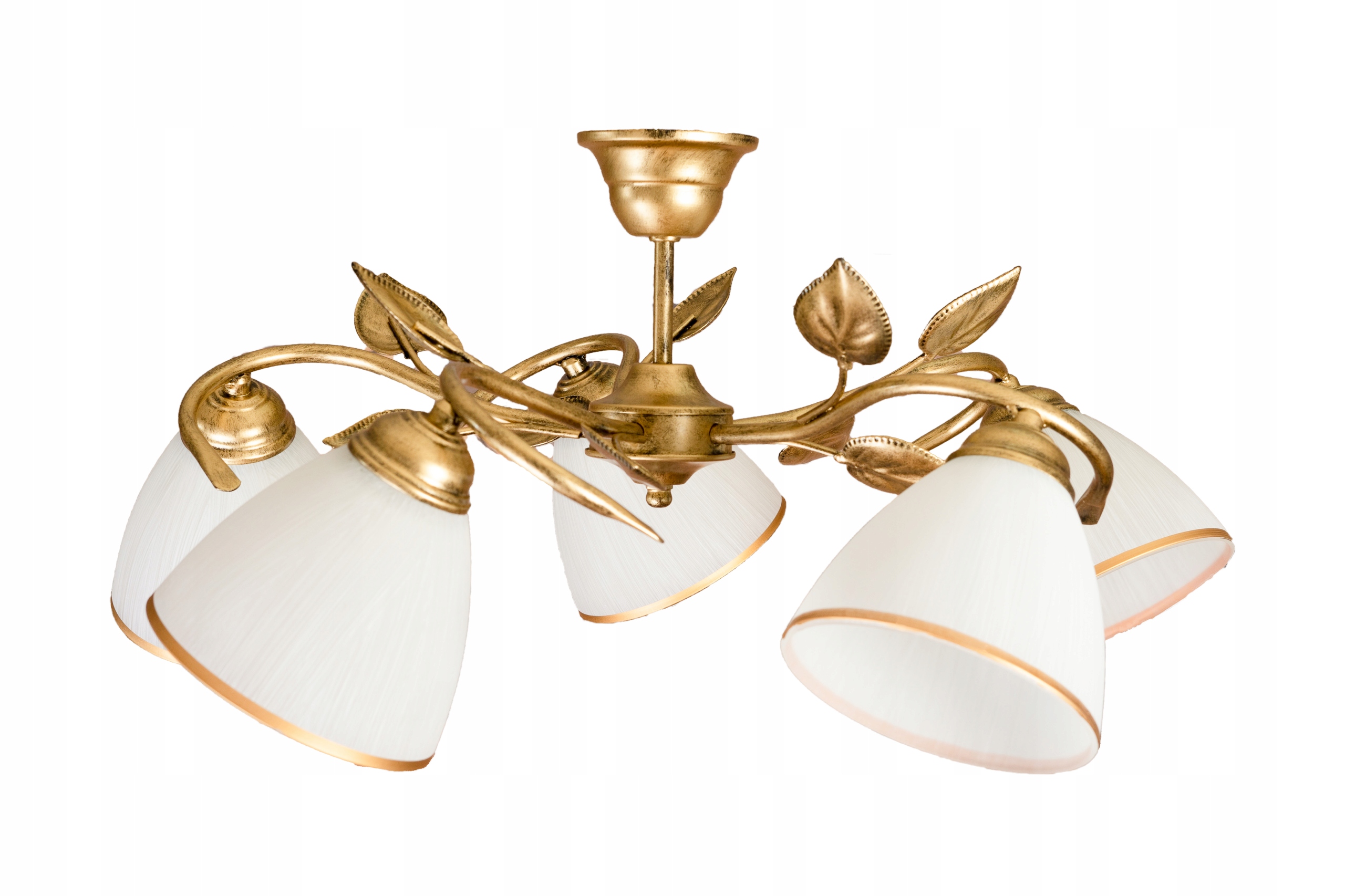 Żyrandol 5 Lampa piątka oprawa Duży liść RdzaZłoty