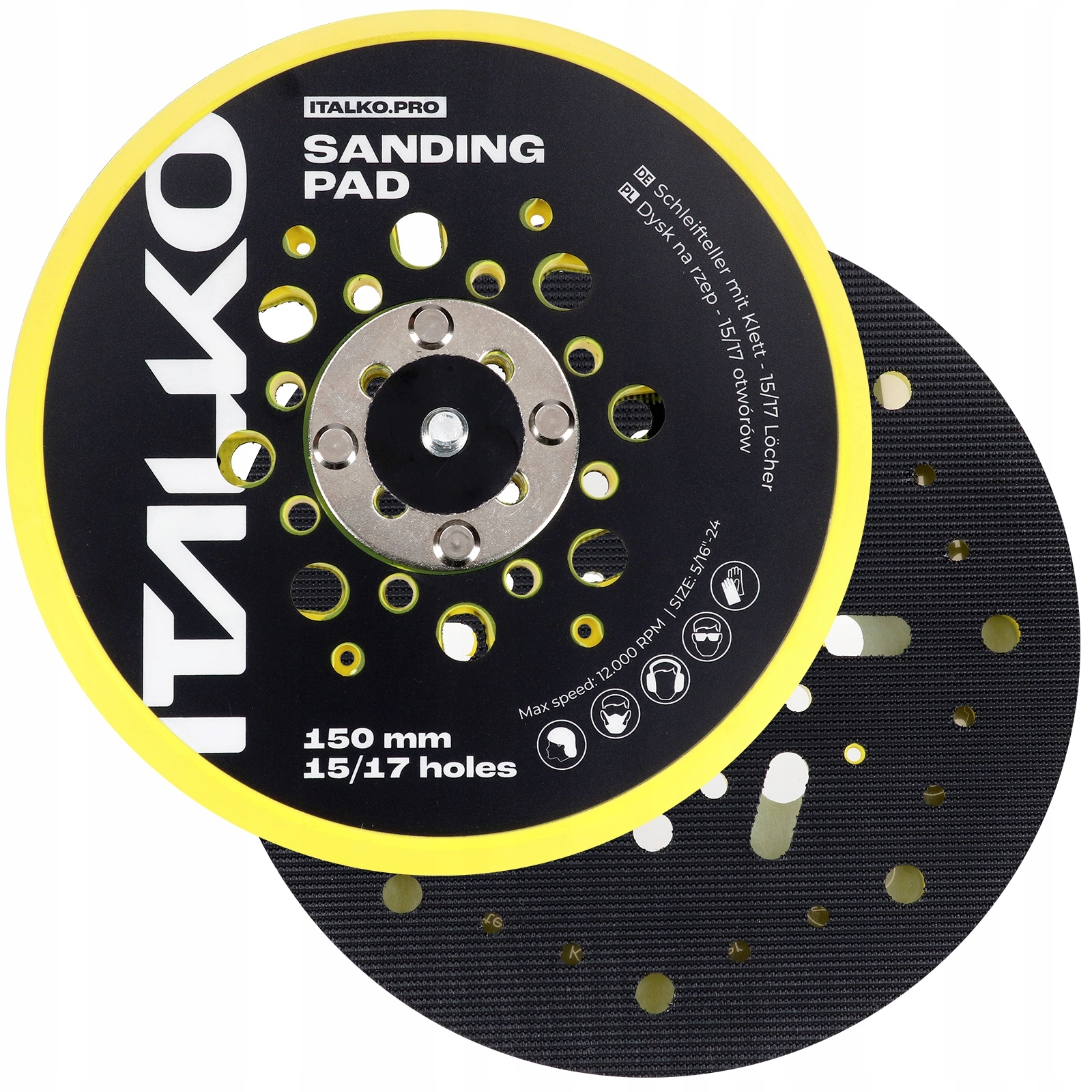 Dysk Na Rzep 150mm Tarcza Z Rzepem Do Szlifierki Mimośrodowej 5/16" Italko