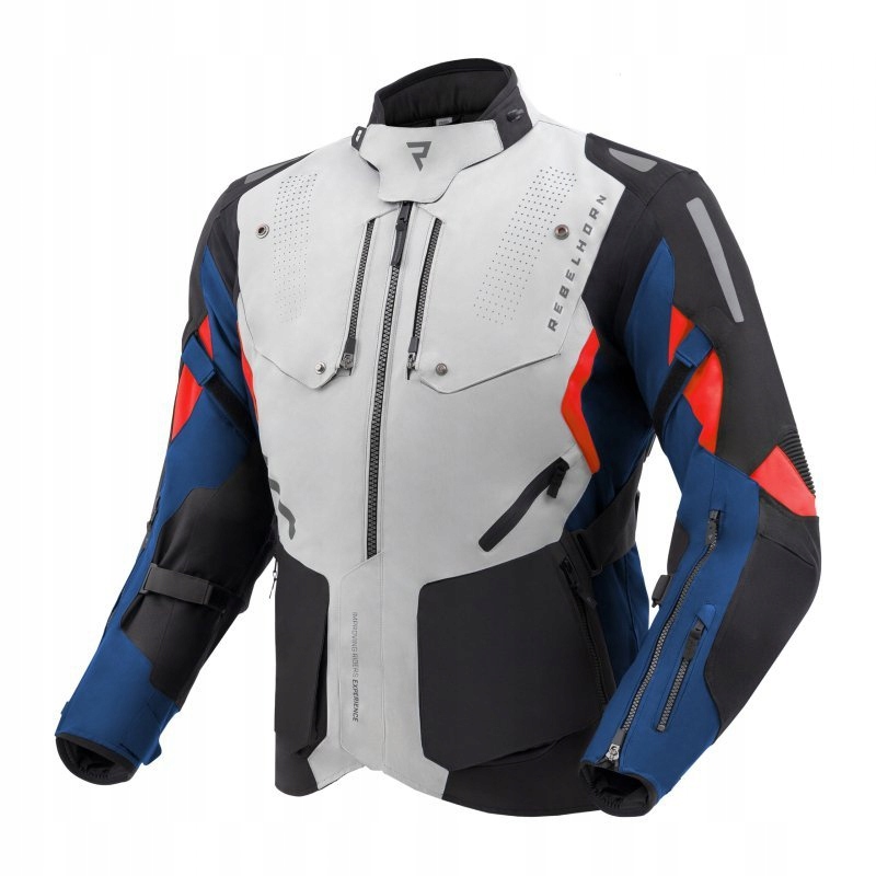 Textilná Motocyklová Bunda Rebelhorn Hiker 4 Light Grey Blue Red 3XL